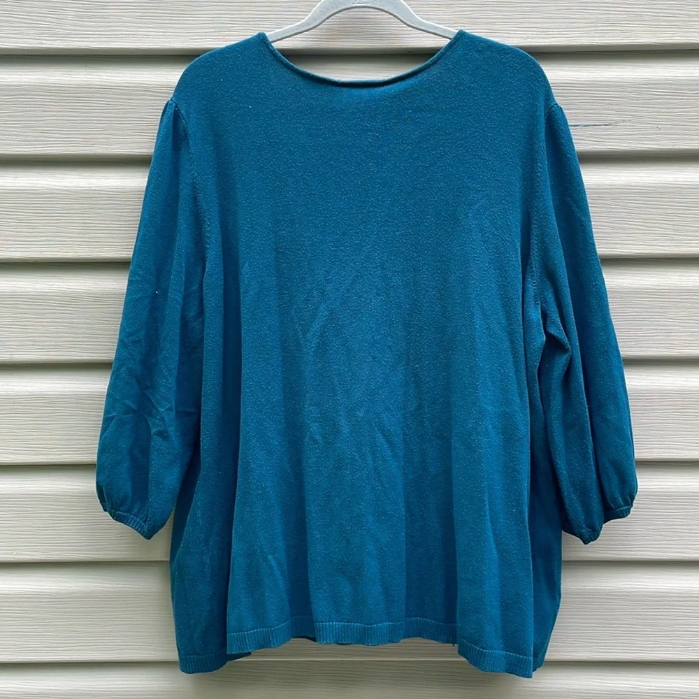 Lane Bryant Teal Bedazzled Knit Sweater